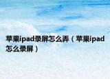蘋果ipad錄屏怎么弄（蘋果ipad怎么錄屏）