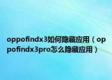 oppofindx3如何隱藏應用（oppofindx3pro怎么隱藏應用）