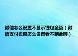 微信怎么設(shè)置不顯示錢包金額（微信支付錢包怎么設(shè)置看不到金額）