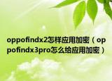 oppofindx2怎樣應用加密（oppofindx3pro怎么給應用加密）