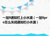 一加9通知欄上小水滴（一加9pro怎么關閉通知欄小水滴）