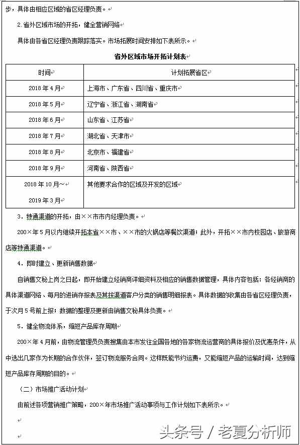 2018年企業(yè)年度營(yíng)銷計(jì)劃書（8張表格）