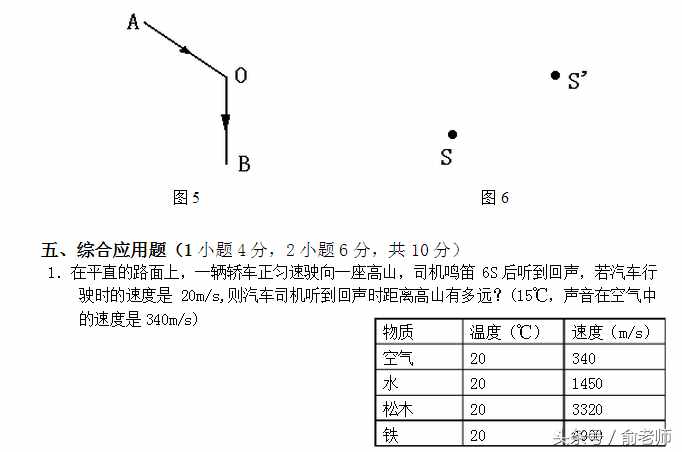 八年級物理上冊期末測試卷及答案，期末了，同學(xué)們測試一下！