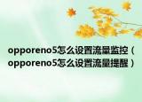 opporeno5怎么設(shè)置流量監(jiān)控（opporeno5怎么設(shè)置流量提醒）