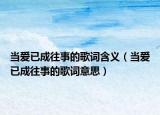 當(dāng)愛(ài)已成往事的歌詞含義（當(dāng)愛(ài)已成往事的歌詞意思）