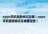 oppo手機(jī)情景模式在哪（oppo手機(jī)情景模式在哪里設(shè)置）