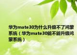 華為mate30為什么升級(jí)不了鴻蒙系統(tǒng)（華為mate30能不能升級(jí)鴻蒙系統(tǒng)）