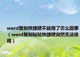 word復(fù)制快捷鍵不能用了怎么回事（word復(fù)制粘貼快捷鍵突然無法使用）