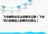 飛書被移出怎么找聊天記錄（飛書可以查看別人的聊天記錄么）