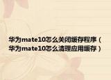 華為mate10怎么關(guān)閉緩存程序（華為mate10怎么清理應(yīng)用緩存）