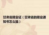 甘肅省擇業(yè)證（甘肅省的擇業(yè)通知書怎么搞）