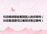 抖音極速版能看到別人的訪客嗎（抖音極速版可以看到訪客記錄嗎）