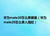 華為mate20怎么錄屏幕（華為mate20怎么錄入指紋）
