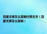 百度文庫怎么復(fù)制付費文字（百度文庫怎么復(fù)制）