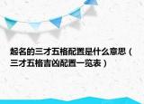 起名的三才五格配置是什么意思（三才五格吉兇配置一覽表）