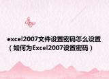 excel2007文件設(shè)置密碼怎么設(shè)置（如何為Excel2007設(shè)置密碼）