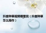 抖音種草視頻哪里找（抖音種草怎么操作）