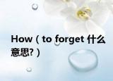 How（to forget 什么意思?）
