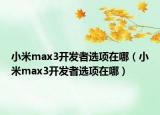 小米max3開發(fā)者選項在哪（小米max3開發(fā)者選項在哪）