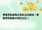 蘋果手機(jī)耗電太快怎么辦解決（蘋果手機(jī)耗電太快怎么辦）