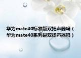 華為mate40標準版雙揚聲器嗎（華為mate40系列是雙揚聲器嗎）