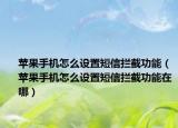 蘋果手機(jī)怎么設(shè)置短信攔截功能（蘋果手機(jī)怎么設(shè)置短信攔截功能在哪）