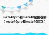 mate40pro和mate40區(qū)別在哪（mate40pro和mate40區(qū)別）