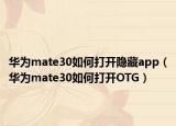 華為mate30如何打開隱藏app（華為mate30如何打開OTG）