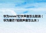 華為nova7打字聲音怎么取消（華為麥芒7拍照聲音怎么關(guān)）