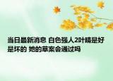 當日最新消息 白色強人2葉晴是好是壞的 她的草案會通過嗎