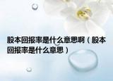 股本回報(bào)率是什么意思?。ü杀净貓?bào)率是什么意思）