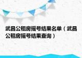 武昌公租房搖號結(jié)果名單（武昌公租房搖號結(jié)果查詢）