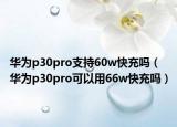 華為p30pro支持60w快充嗎（華為p30pro可以用66w快充嗎）