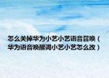 怎么關(guān)掉華為小藝小藝語音召喚（華為語音喚醒詞小藝小藝怎么改）