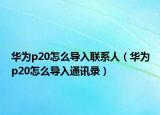 華為p20怎么導(dǎo)入聯(lián)系人（華為p20怎么導(dǎo)入通訊錄）