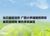 當日最新消息 廣西大學(xué)通報教師家暴降級調(diào)崗 事件原委披露