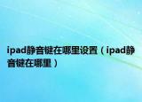 ipad靜音鍵在哪里設置（ipad靜音鍵在哪里）