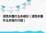活性水是什么水成分（活性水是什么水簡(jiǎn)介介紹）