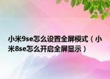 小米9se怎么設(shè)置全屏模式（小米8se怎么開啟全屏顯示）