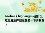 baebae（bigbangmv是什么意思麻煩詳細(xì)給解讀一下子謝謝）