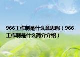 966工作制是什么意思呢（966工作制是什么簡介介紹）