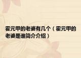 霍元甲的老婆有幾個（霍元甲的老婆是誰簡介介紹）