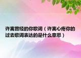 許嵩曾經(jīng)的你歌詞（許嵩心疼你的過去歌詞表達的是什么意思）