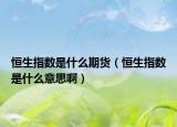 恒生指數(shù)是什么期貨（恒生指數(shù)是什么意思啊）