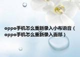 oppo手機怎么重新錄入小布語音（oppo手機怎么重新錄入面部）