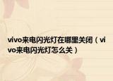 vivo來電閃光燈在哪里關(guān)閉（vivo來電閃光燈怎么關(guān)）