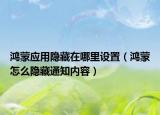 鴻蒙應(yīng)用隱藏在哪里設(shè)置（鴻蒙怎么隱藏通知內(nèi)容）