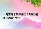 一海里等于多少海里（1海里是多少簡(jiǎn)介介紹）