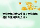 無獨(dú)無偶指什么生肖（無獨(dú)有偶是什么生肖簡介介紹）