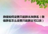 微信如何設(shè)置只能群主改群名（微信群名怎么設(shè)置只能群主可以改）